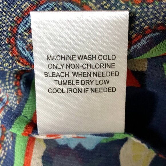 Daniel Rainn  Blue Floral Peasant Boho Blouse Shirt Size M Medium Semi Sheer Top - Picture 7 of 8